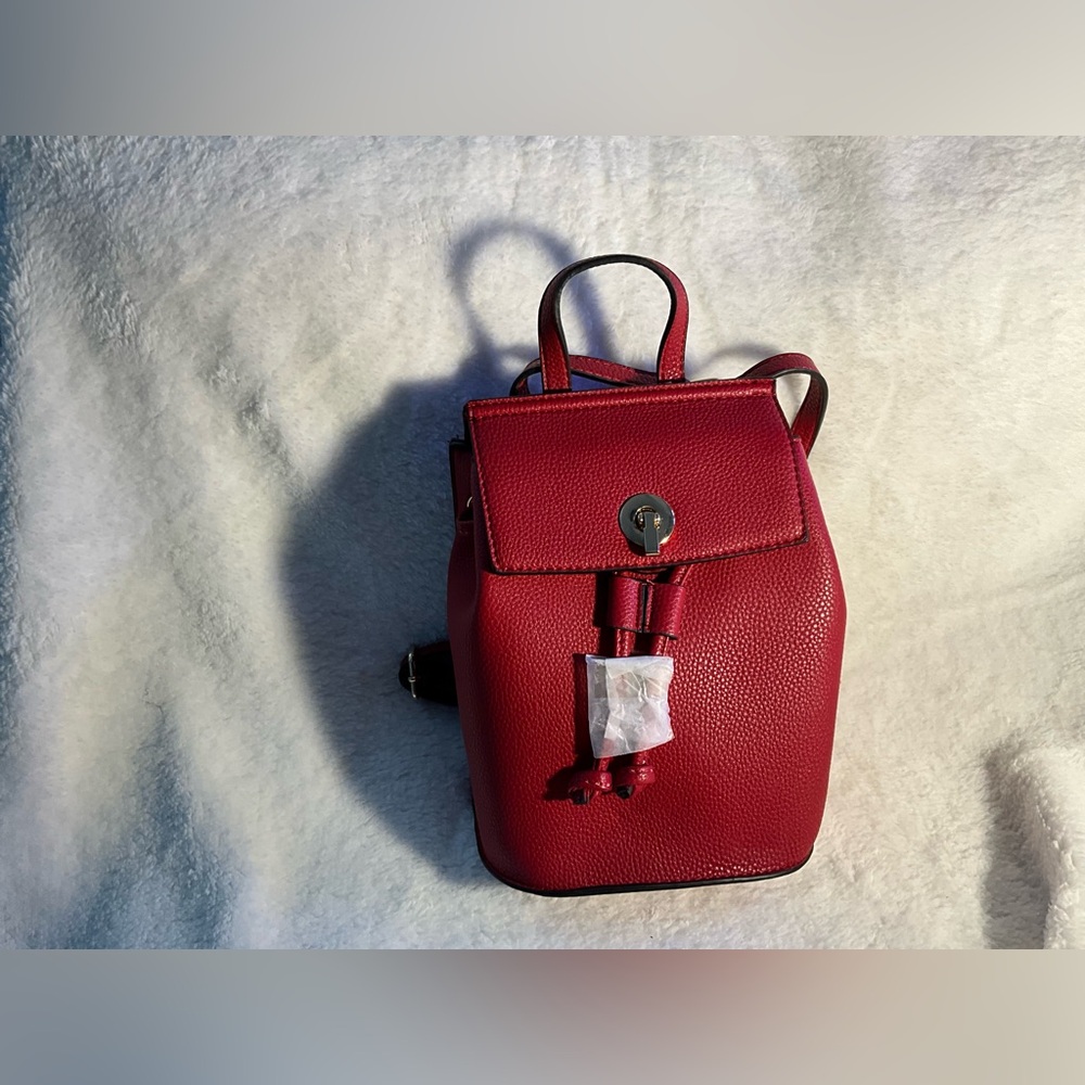 Red vegan Leather Backpack NWT